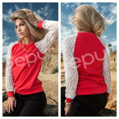 Лот: 8554156. Фото: 1. свитшот с гипюровым рукавом. Свитеры, толстовки, худи