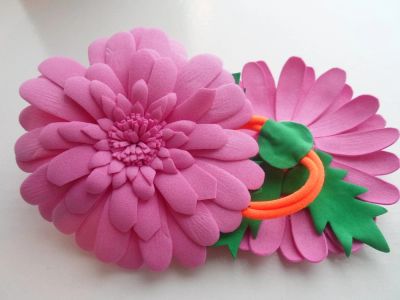 Лот: 7083480. Фото: 1. Резиночка для волос (розовые). Цветы из ткани