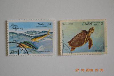 Лот: 8440918. Фото: 1. Марки Кубы 1981г. и 1983г. Морская... Марки
