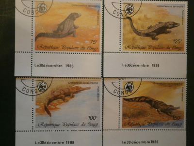 Лот: 9516389. Фото: 1. Марки, Рептилии-Крокодилы, Конго... Марки
