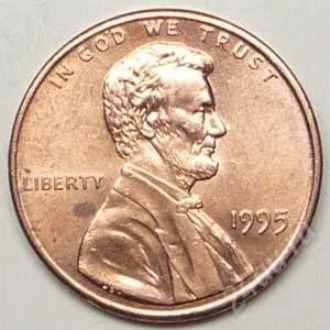 Лот: 1568795. Фото: 1. США. 1 цент 1995г. Америка