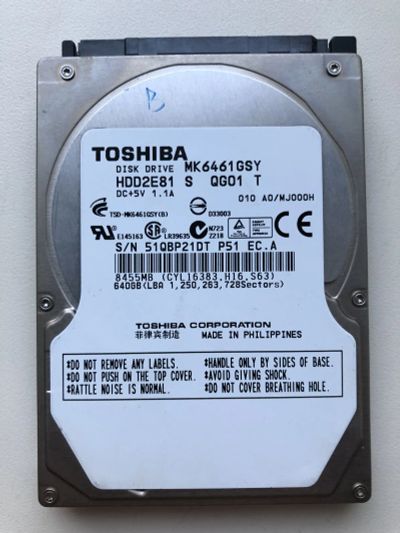 Лот: 14012418. Фото: 1. Неисправный SATA-II 640Gb Toshiba... Жёсткие диски (HDD)