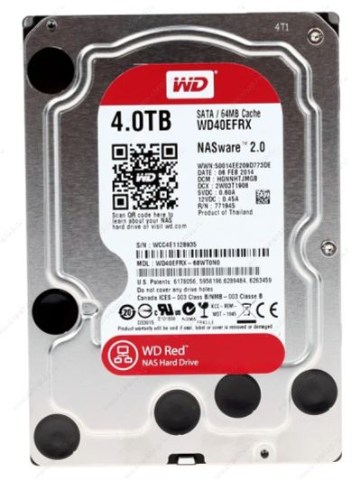Лот: 6405183. Фото: 1. WD Red IntelliPower WD40EFRX 4TB. Жёсткие диски (HDD)