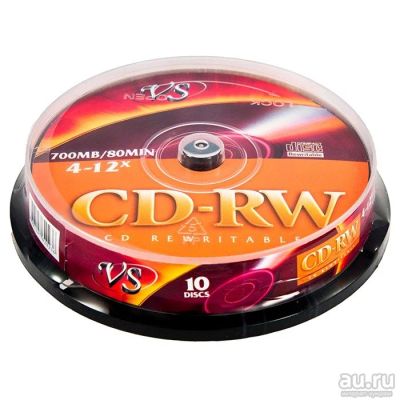 Лот: 16560291. Фото: 1. Диски VS CD-RW 4-12x Cake box... CD, DVD, BluRay