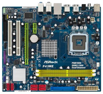 Лот: 9673906. Фото: 1. Материнская плата ASRock P43ME... Материнские платы