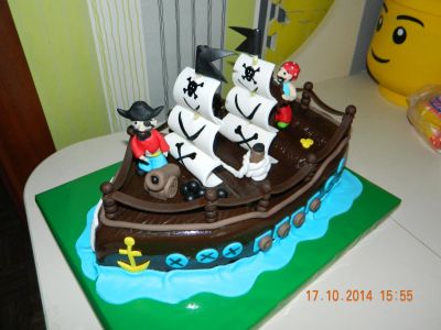Лот: 4809044. Фото: 1. Торт корабль с пиратами. Торты, пирожные