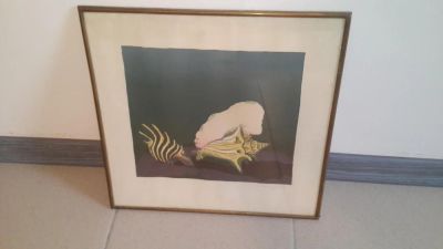 Лот: 8306311. Фото: 1. Картина графика натюрморт с раковиной... Произведения