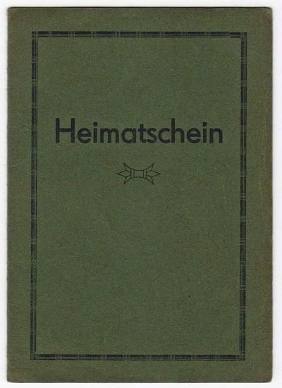 Лот: 9268816. Фото: 1. Удостоверение (Heimatschein) 1936. Другое (коллекционирование, моделизм)