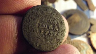 Лот: 11289482. Фото: 1. Полушка 1731 года. Перечекан с... Россия до 1917 года