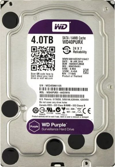 Лот: 19866405. Фото: 1. Жесткий диск 4Tb WD Purple (3... Жёсткие диски (HDD)