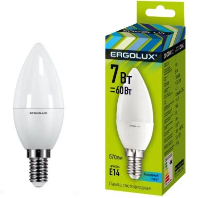 Лот: 24441286. Фото: 1. Светодиодная лампа Ergolux LED-C35-7W-E14-3K. Лампочки