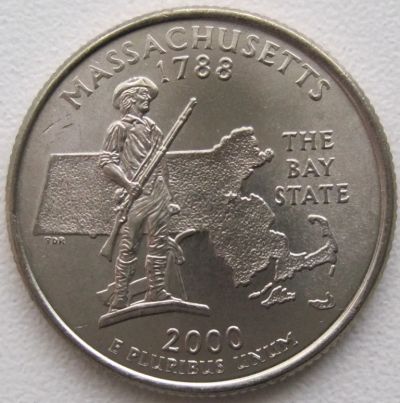 Лот: 6729838. Фото: 1. США 25 центов 2000. Массачусетс... Америка