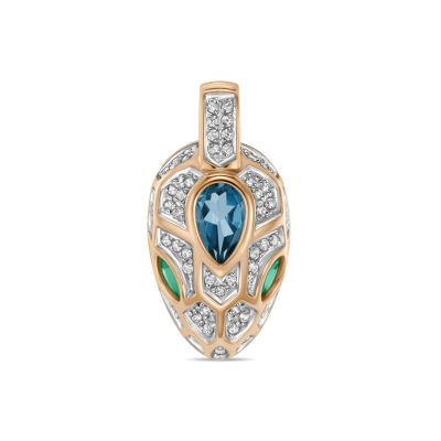 Лот: 24650653. Фото: 1. Подвеска с агатом, топазом и фианитами. Кулоны, подвески