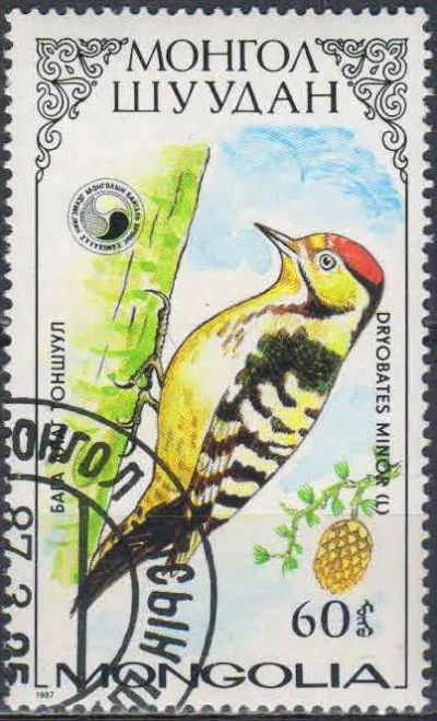 Лот: 25059675. Фото: 1. 1987. Монголия. Дятлы. н.с... Марки