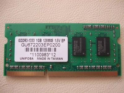 Лот: 1108801. Фото: 1. Память SO-DIMM, 1 ГБ, PC3-10600... Оперативная память