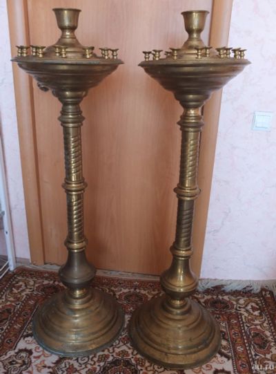 Лот: 17340662. Фото: 1. подсвечники напольные, пара, на... Подсвечники, канделябры