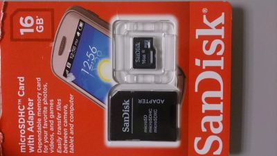 Лот: 4377426. Фото: 1. Продам MicroSDHC 16 GB с адаптером. Карты памяти