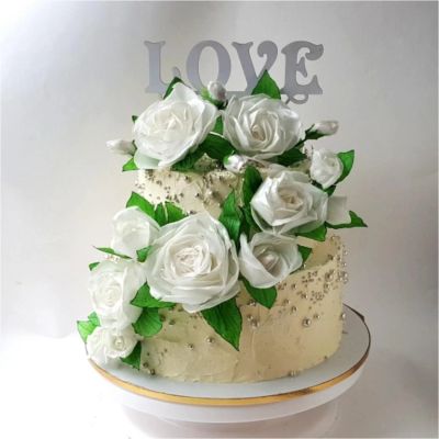 Лот: 11464193. Фото: 1. Торт с вафельными цветами свадебный. Торты, пирожные