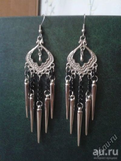 Лот: 12977646. Фото: 1. Серьги готика \ черные цепи, шипы... Серьги, каффы