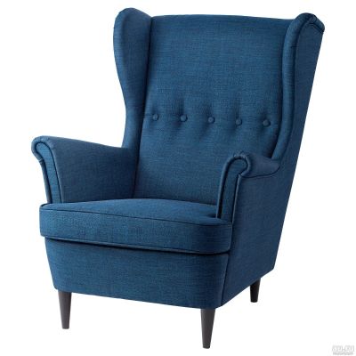 Лот: 12988799. Фото: 1. Кресло с подголовником, темно-синий. Кресла, пуфы