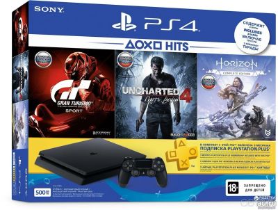 Лот: 13399367. Фото: 1. PS4 Slim 500Gb + 3 игры + подписка... Игровые приставки, консоли