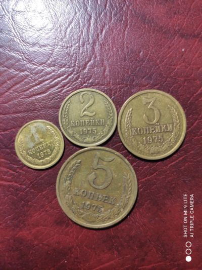 Лот: 22845861. Фото: 1. 1,2,3,5 копеек 1975 года.оригинал. Россия и СССР 1917-1991 года