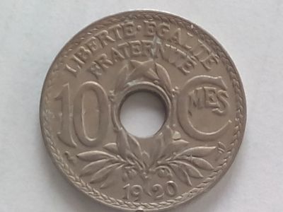 Лот: 18874548. Фото: 1. Монета Франции 10 сантимов, 1920. Европа