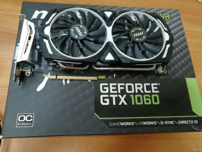 Лот: 12783343. Фото: 1. Видеокарта MSI GTX 1060 6gb ARMOR... Видеокарты