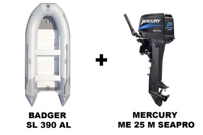 Лот: 25362771. Фото: 1. Лодка ПВХ BADGER SL 390 AL + 2х-тактный... Лодки и катера