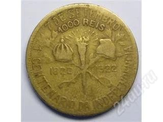 Лот: 75647. Фото: 1. Бразилия. 1000 рейс 1922г. Редкость... Америка