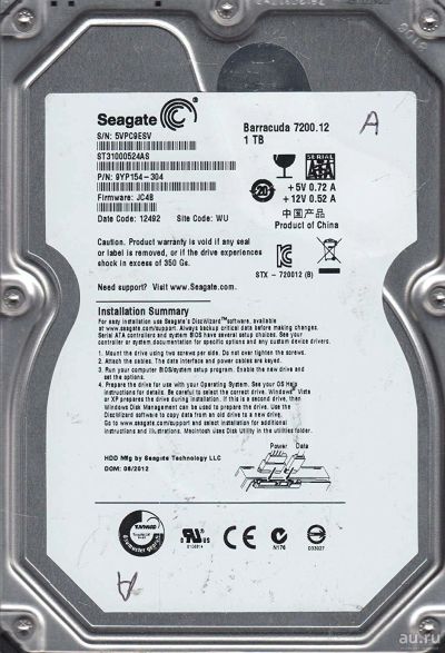 Лот: 14118603. Фото: 1. Жесткий диск 3.5: Seagate ST3100524AS... Жёсткие диски (HDD)