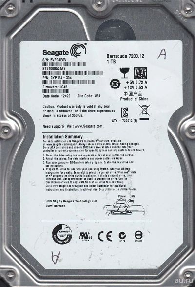 Лот: 14118603. Фото: 1. Жесткий диск 3.5: Seagate ST3100524AS... Жёсткие диски