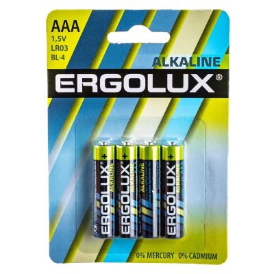 Лот: 24572744. Фото: 1. Батарейки Ergolux Alkaline LR03... Батарейки, аккумуляторы, элементы питания