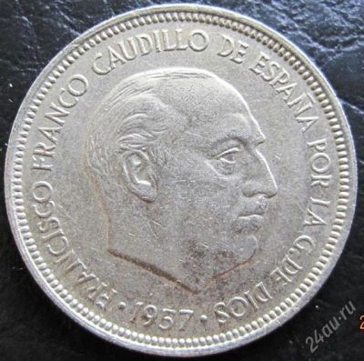 Лот: 1919046. Фото: 1. vz Испания 5 песет 1957 (в звезде... Германия и Австрия