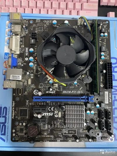 Лот: 19089081. Фото: 1. ✅Материнская плата LGA1155 + i3... Материнские платы