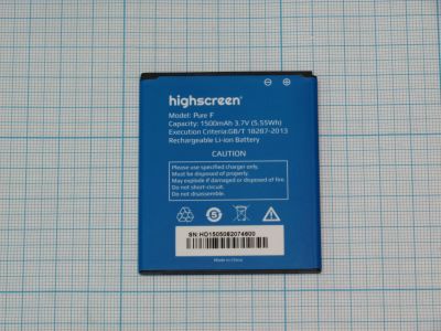 Лот: 12247667. Фото: 1. АКБ Highscreen Pure F 3,7V 1500mAh. Аккумуляторы