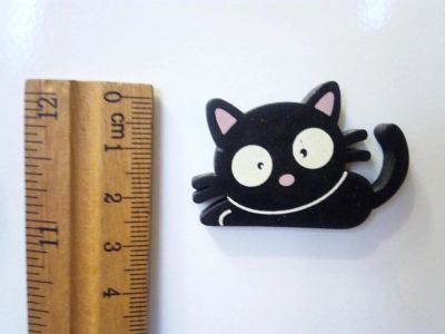 Лот: 11090791. Фото: 1. Магнит кот черный (котик лежит... Подарки на 8 марта