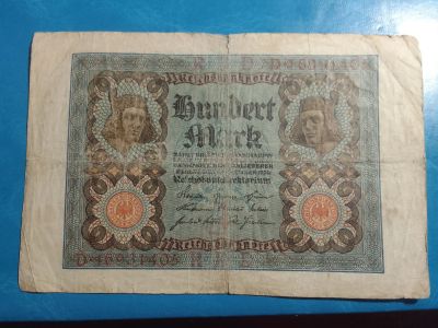 Лот: 20651861. Фото: 1. Банкнота Рейх 1919 год 100 марок... Германия и Австрия