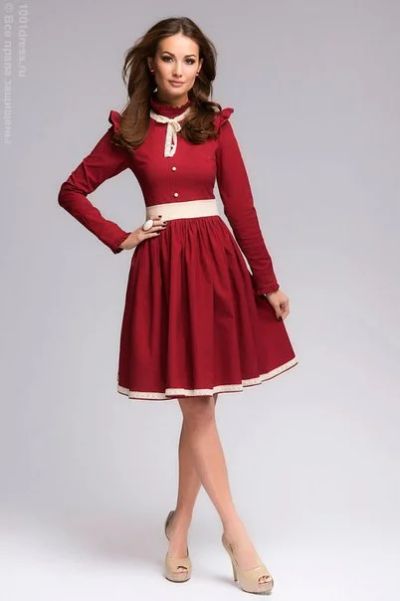 Лот: 5316642. Фото: 1. Платье 1001Dress бордовое с кружевной... Платья