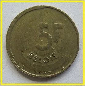 Лот: 14551700. Фото: 1. %% Бельгия 5 франков 1987 (надпись... Европа