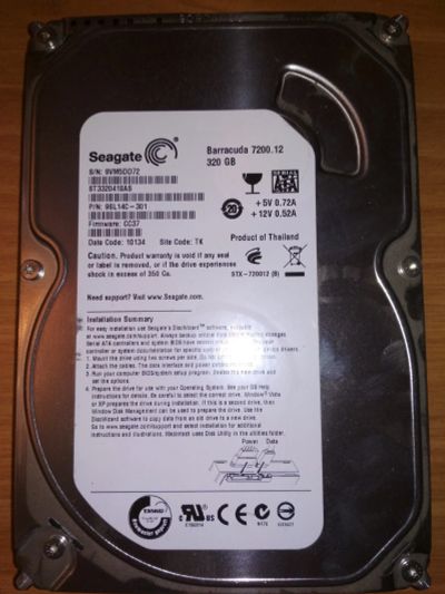 Лот: 15185084. Фото: 1. Hdd seagate 320 gb. Жёсткие диски (HDD)