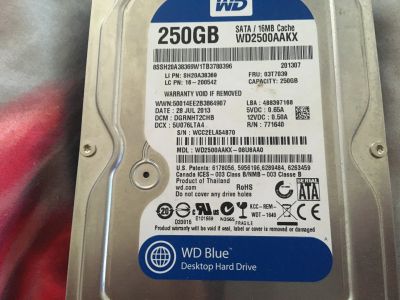 Лот: 13935929. Фото: 1. HDD WD Blue 250Gb sata3. Жёсткие диски (HDD)