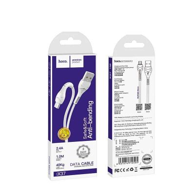 Лот: 22150222. Фото: 1. Кабель HOCO X37 microUSB 1m (White... Дата-кабели, переходники