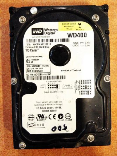 Лот: 10904833. Фото: 1. жесткий диск 3.5" IDE WD400 40Gb... Жёсткие диски (HDD)