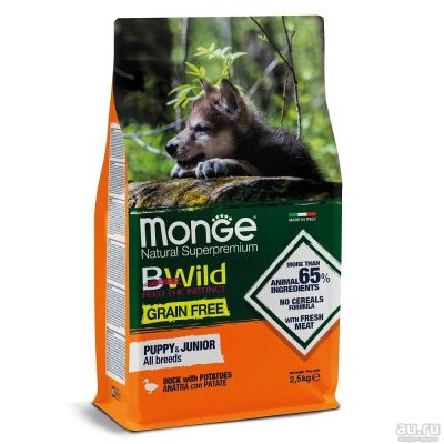Лот: 18342348. Фото: 1. Monge (Монж) BWild Dog Grain Free... Корма
