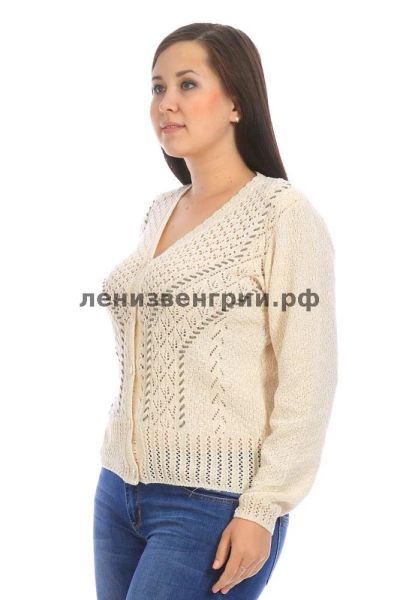 Лот: 10852347. Фото: 1. Ажурная кофта из льна. Свитеры, толстовки, худи