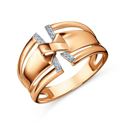 Лот: 23824345. Фото: 1. Золотое кольцо с бриллиантами. Кольца, перстни