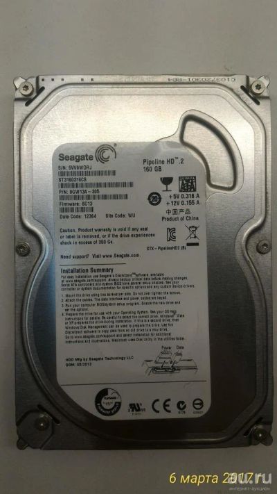 Лот: 9184142. Фото: 1. Жесткий диск Seagate ST3160316CS... Жёсткие диски (HDD)