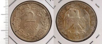 Лот: 8272814. Фото: 1. Германия. 2 марки 1926-A (серебро... Германия и Австрия