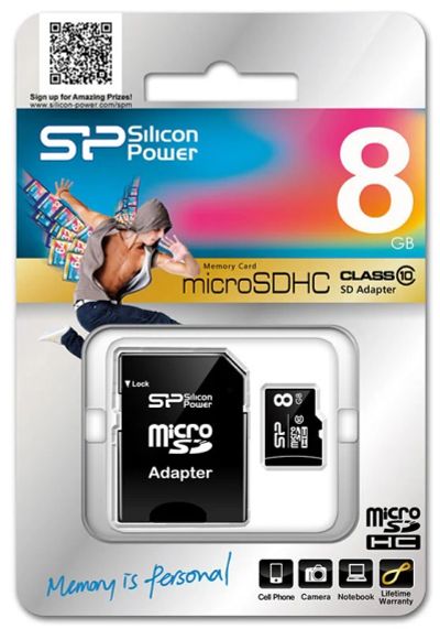 Лот: 4754479. Фото: 1. 8GB Карта памяти MicroSDHC Silicon... Карты памяти